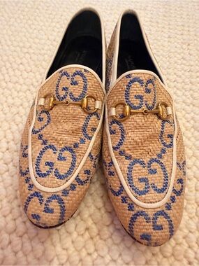 Gucci Jordaan Raffia Loafers Women’s Size US 8.5/39